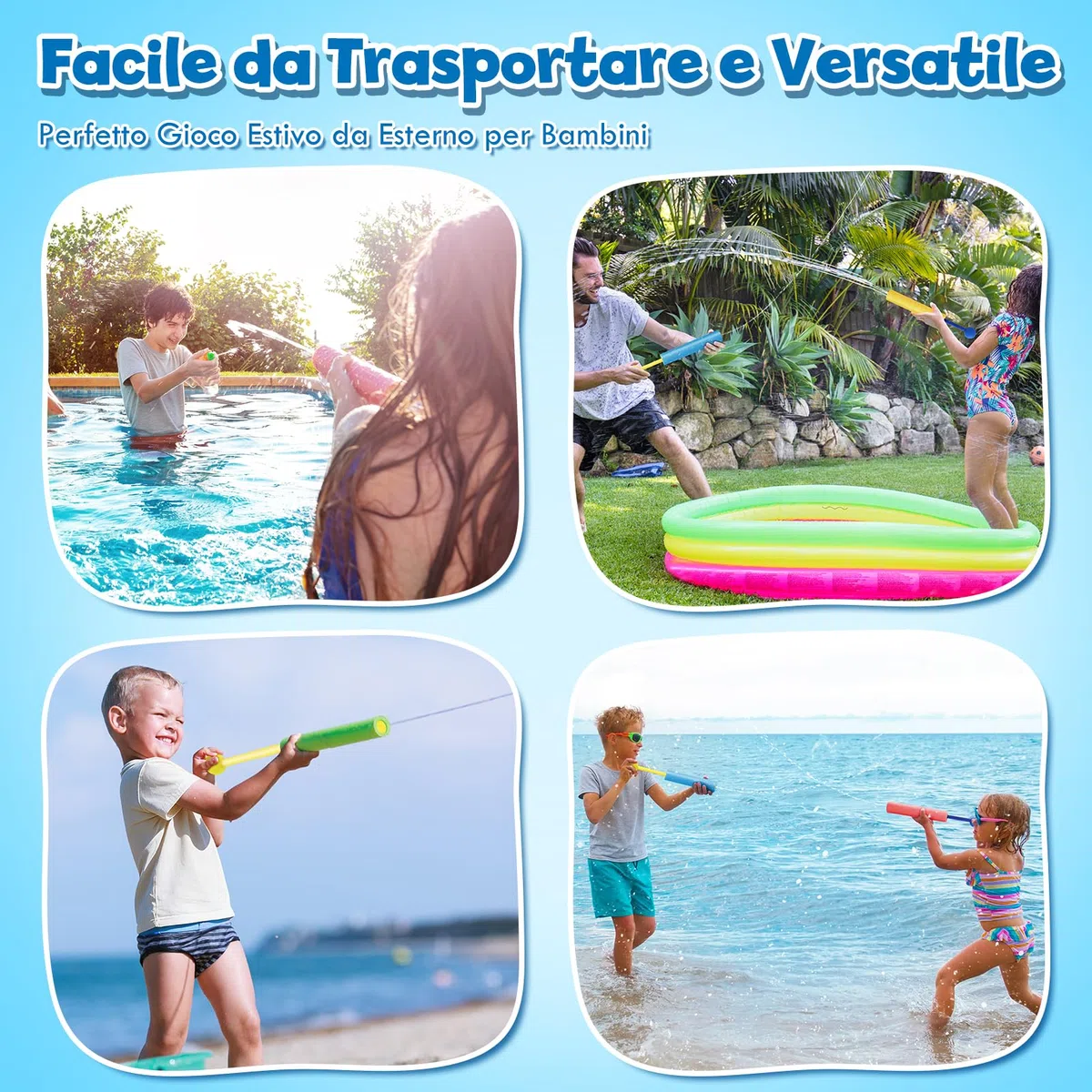 Lehoo Castle Pistola ad Acqua, Set da 12 Pistola ad Acqua in Schiuma per Bambini, Gioco d’Acqua per Piscina, Spiaggia e Giardino, Giocattolo Estivo