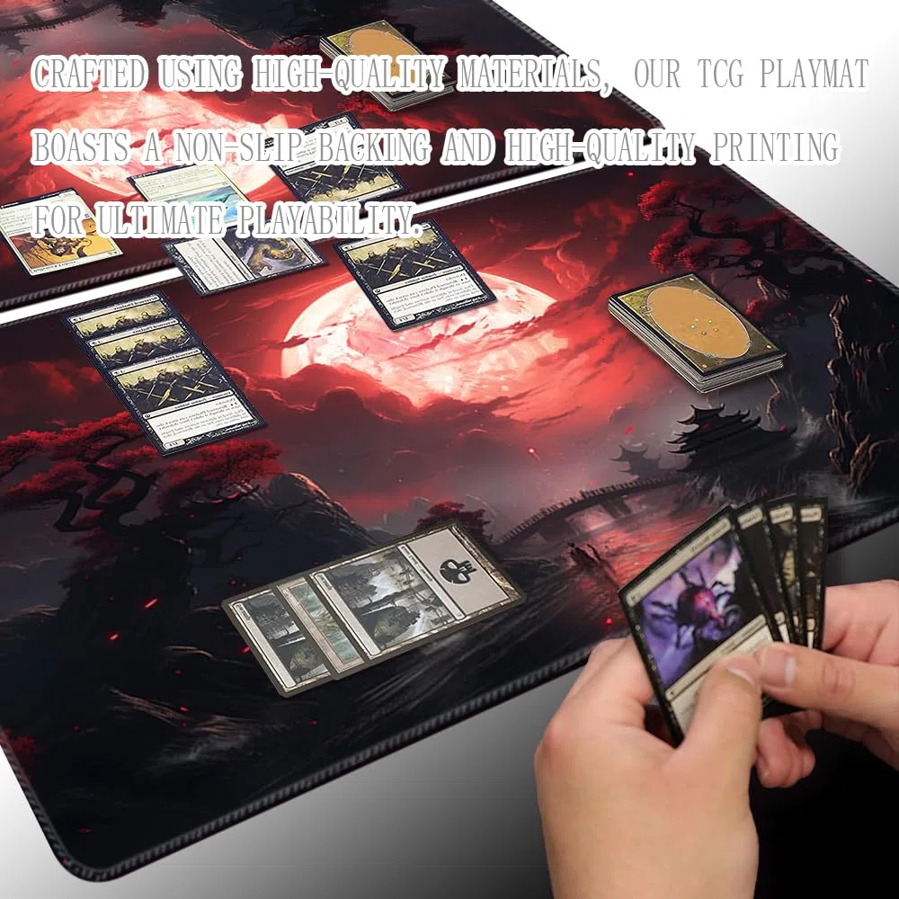 MTG, tappetino da gioco, dimensioni 61 x 35,6 cm, con borsa portaoggetti con retro antiscivolo, ideale per gli appassionati di giochi di carte TCG (senza zona, segreti della luna di sangue)