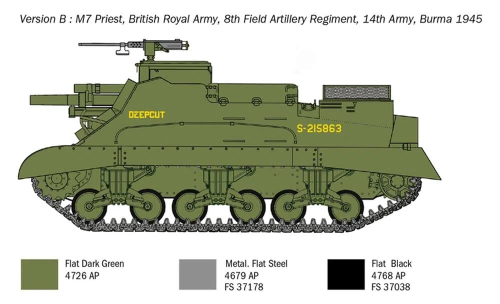Italeri 6580 M7 Priest Gun Motor Carriage, Scala 1:35, Plastic Model Kit, Modello in plastica da Montare, modellismo, mezzi Militari