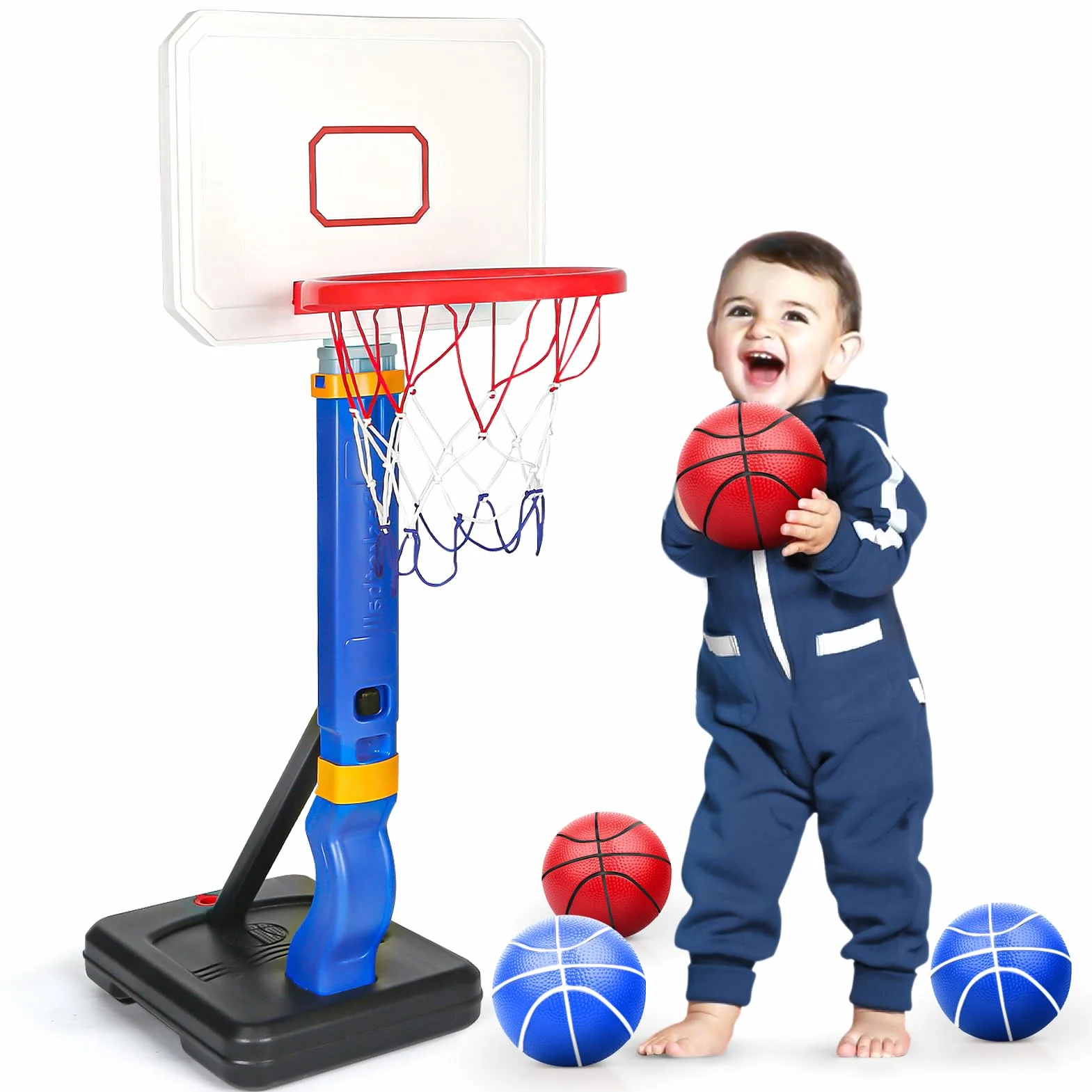 YIMORE Canestro Basket Bambini, Canestro Basket Per Interni Da Esterno Con Supporto, Altezza Regolabile 70-138 CM, Mini Canestro Basket Da Camera Per Giochi Per Bambini Dai 3 Agli 8 Anni