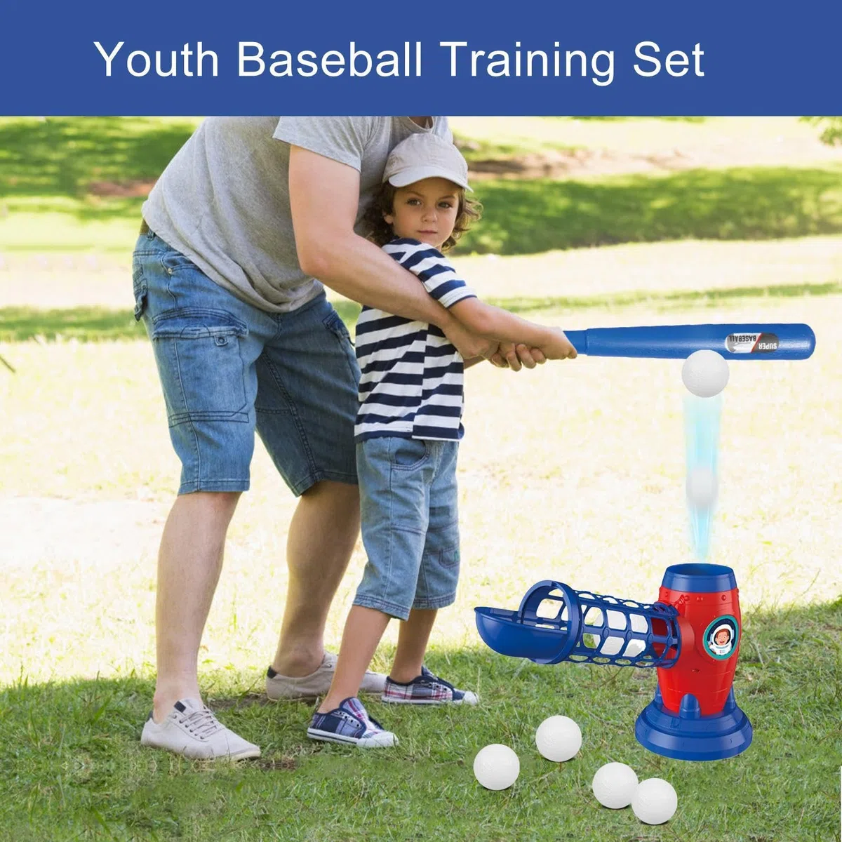 Battitrice per baseball, lanciatori per baseball giovanile,Macchine per lanciare baseball e softball con palline | Lanciatore per baseball e tennis, set di palline a T per bambini da 3 a 8 anni
