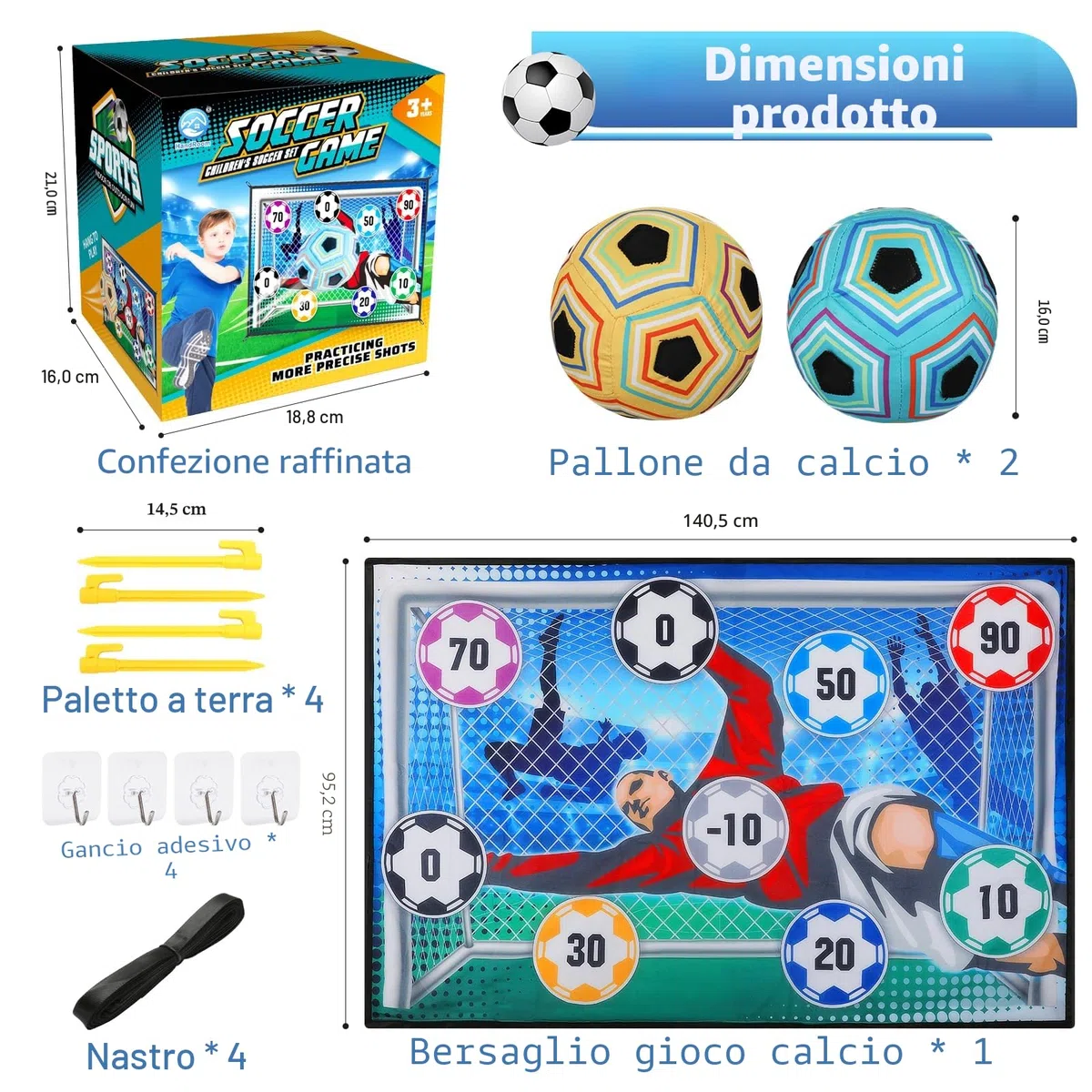 VATOS Set da Gioco con Pallone da Calcio per Bambini, Porta da Calcio in Cortile per Interni ed Esterni con Palline, Regalo di Compleanno per Ragazzi e Ragazze di 3 4 5 6 7 8 Anni Giocattolo Sportivo