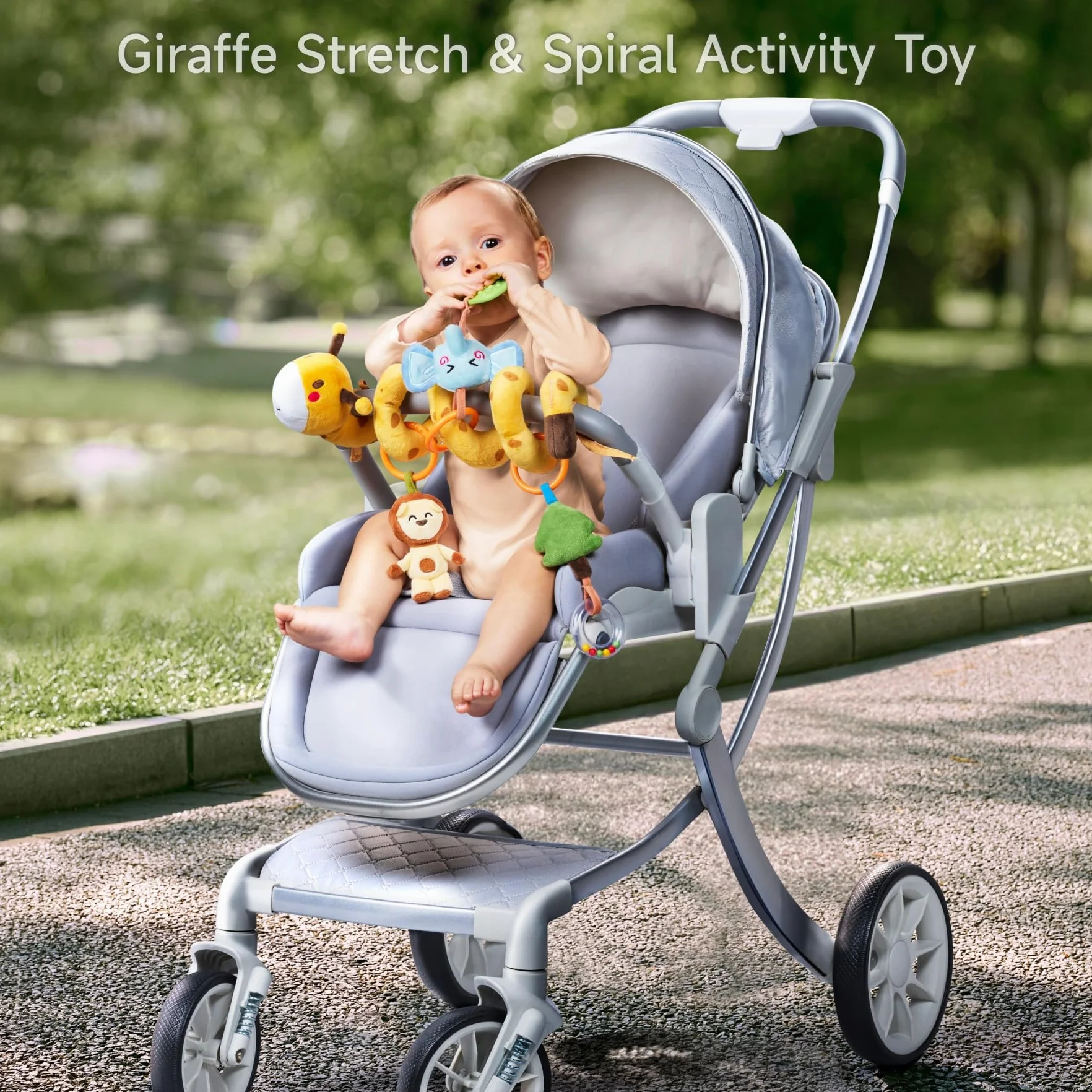 TUMAMA Kids Giraffa Spirale Carrozzina Giocattoli per Bambini, Neonati Seggiolino Auto Giocattoli Culla Passeggino Appeso Giochi, Peluche Sonaglio Sensoriale Giocattolo Regalo per Bambini e Bambine
