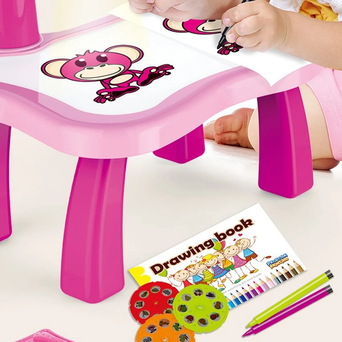 Tavolo da disegno per bambini con proiettore per disegnare ricalcando un’immagine, set da disegno con proiettore intelligente, tavolo giocattolo