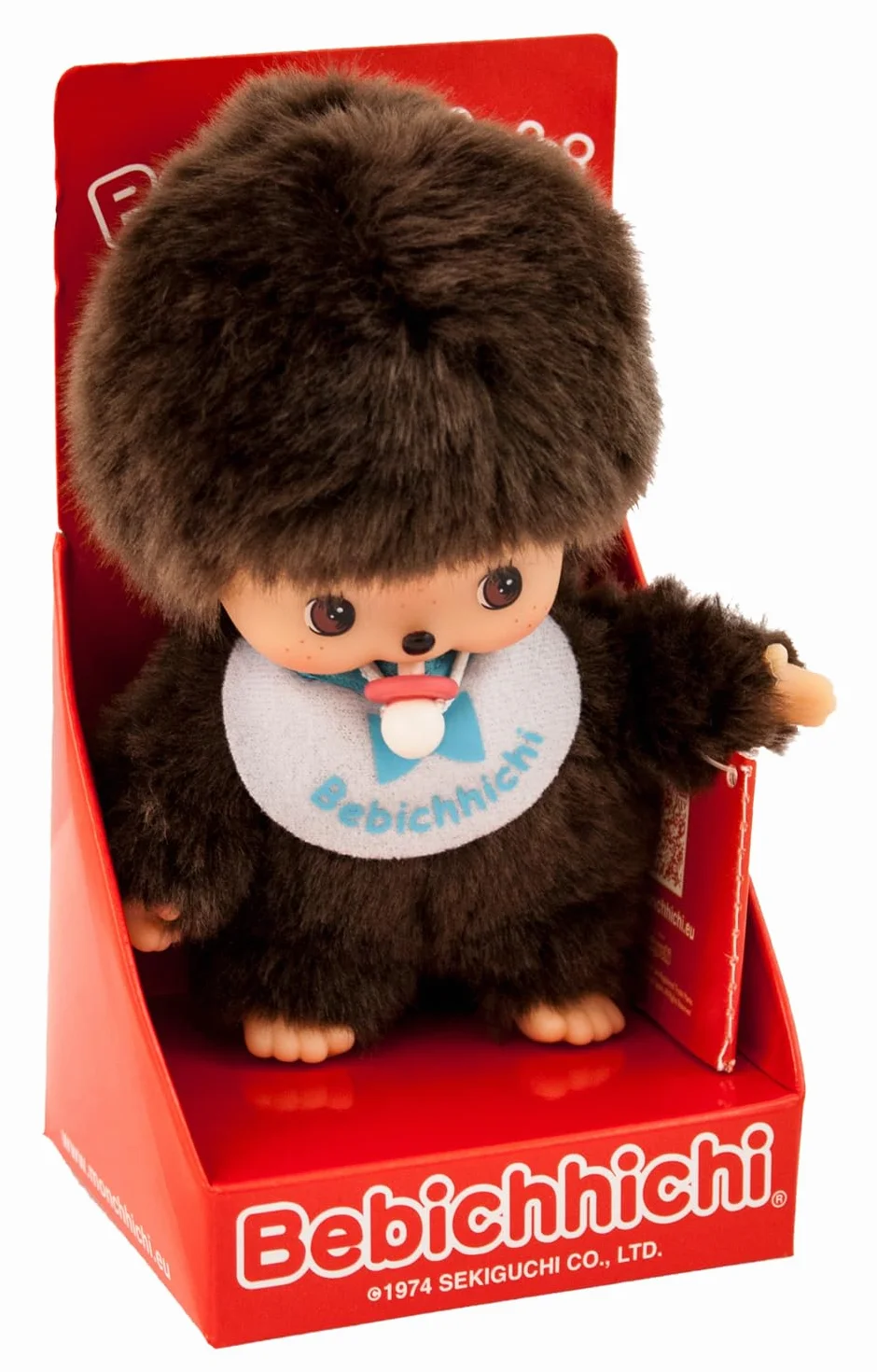 Sekiguchi 235540 - Original Bebichhichi Bambino, in Peluche Marrone, con Bavaglino, Circa 15 cm