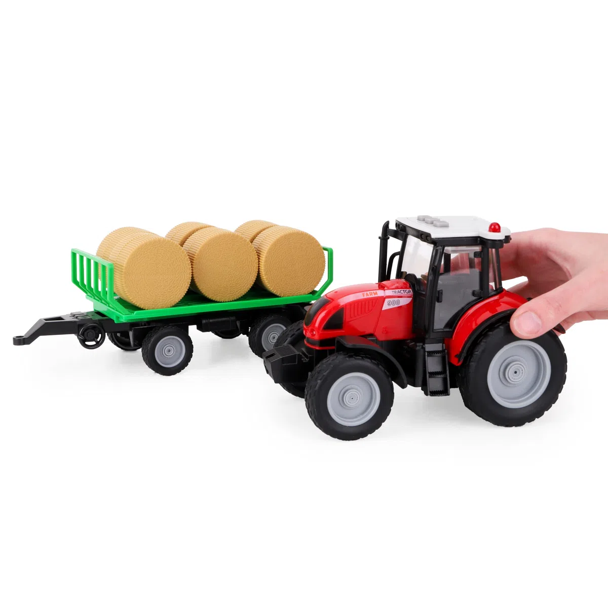 Toyland Trattore e rimorchio 37 cm Rosso con luci e suoni - Giocattoli da fattoria per bambini (Trattore e rimorchio a sfere)