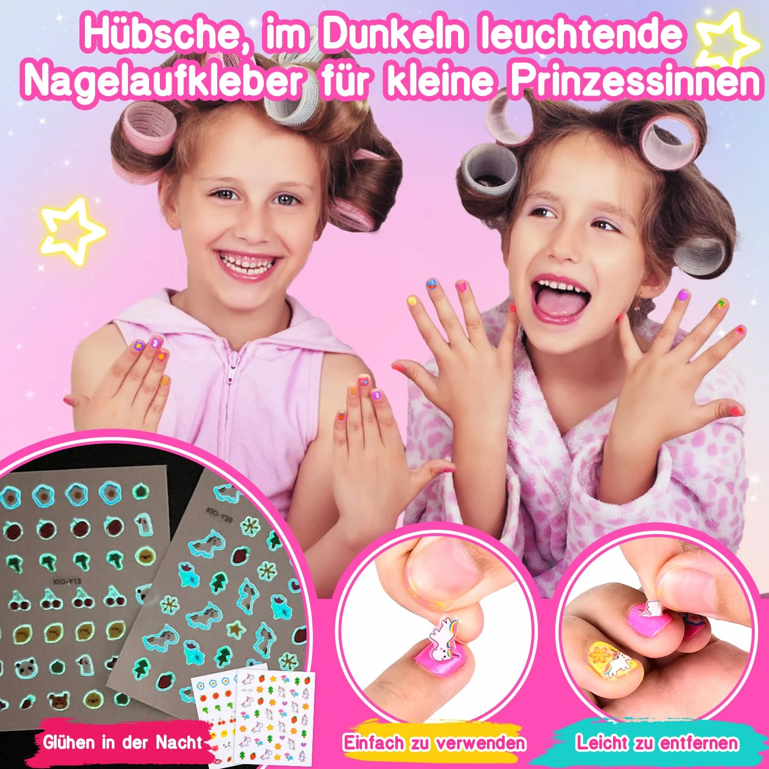Herenear Kit Unghie, Set Manicure Gioco per Bambina, Smalti, Regalo 6-12 Anni, Nail Art, Set Trucchi Compleanno Ragazza