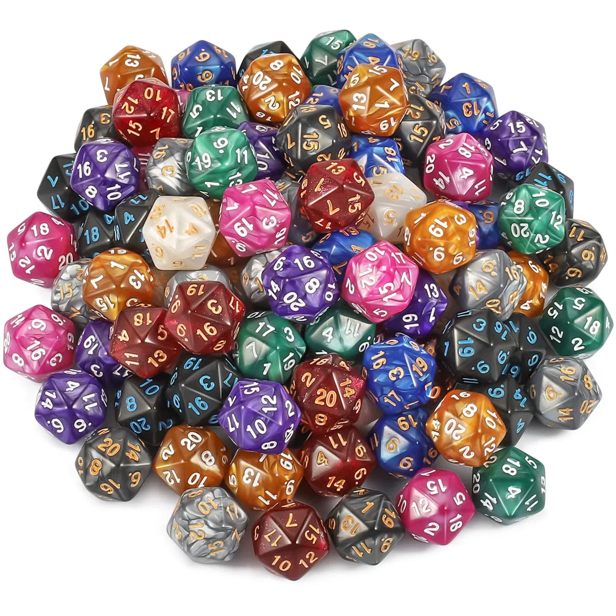 YILAIDA Set di 100 dadi poliedrici con sacchetto nero, per dungeons and Dragons Pathfinder DND RPG MTG (20 pagine)