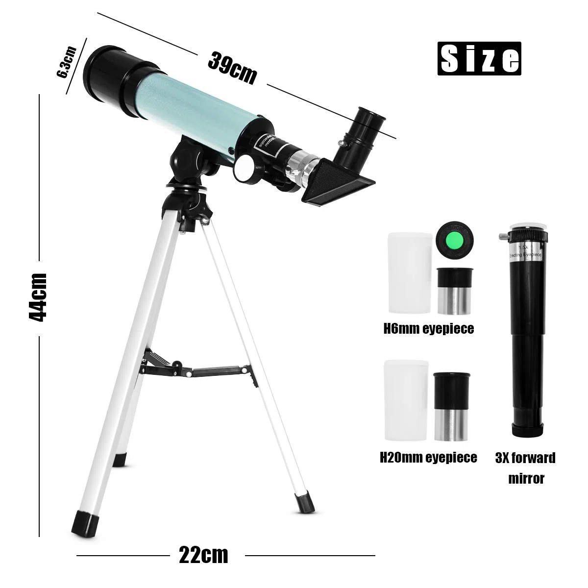 Telescopio astronomico per bambini, telescopio astronomico professionale 90X con treppiede, 2 oculari di ingrandimento, lente di Barlow 1,5x, giocattoli educativi per bambini