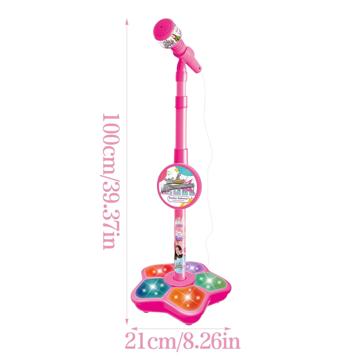 Microfono con Asta, Microfono Karaoke,Microfono con Asta per Feste, Compleanni, Regali di Natale(rosa)
