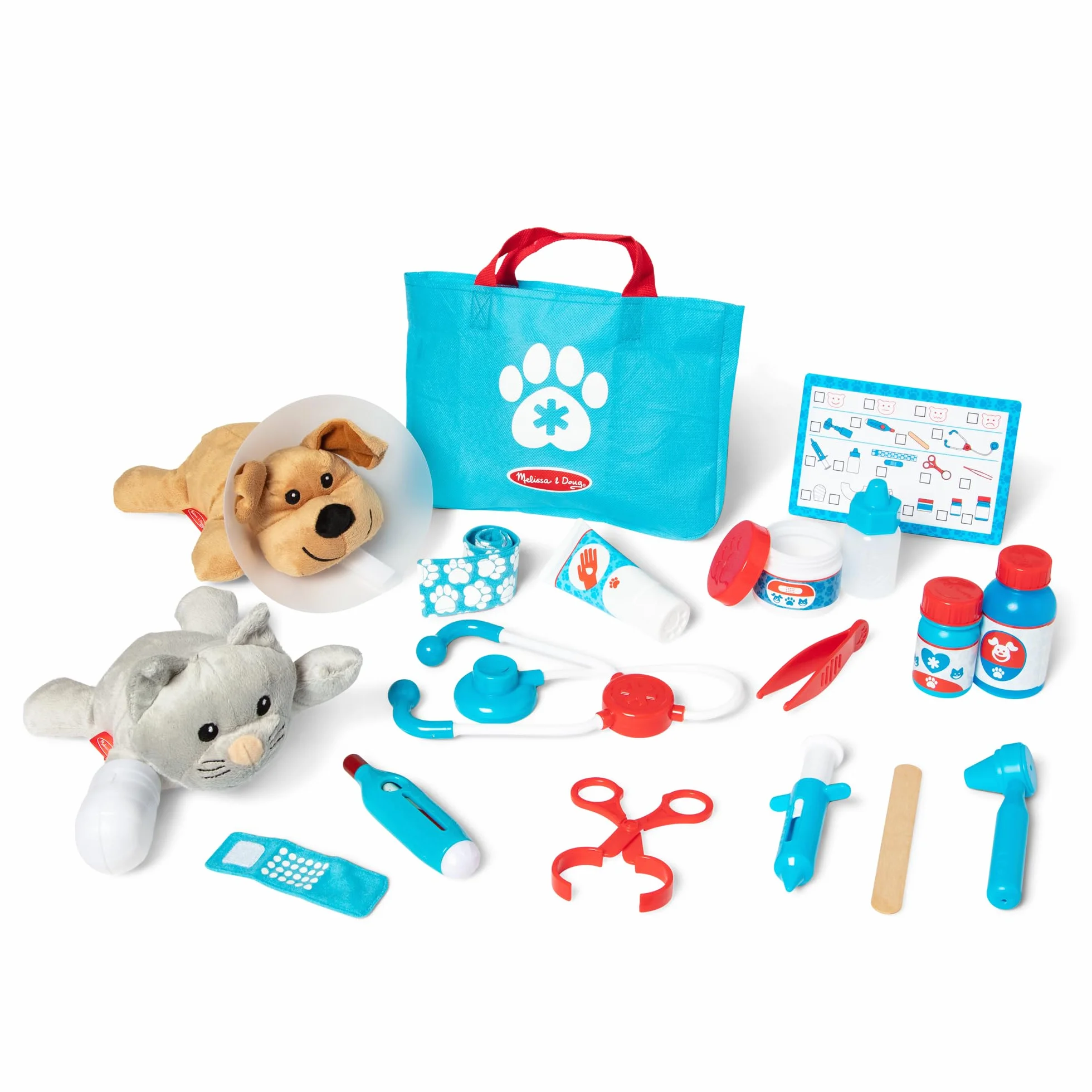 Melissa & Doug Set Per Piccoli Veterinari - Gioco da Veterinari con Attrezzi, Peluche Cane e Gatto, Gioco Educativo, Giochi di Imitazione Montessori per Bambino e Bambina, 3+ Anni