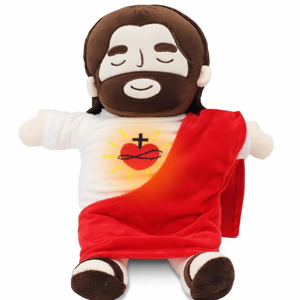 Gesù peluche che respira, 40 cm, con Gesù per alleviare l'ansia, figura di Cristo Gesù per bambini e adulti