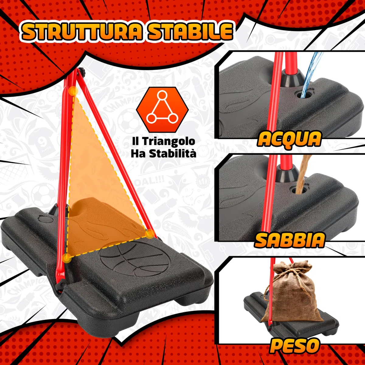 Charmofun Canestro da Basket LED per Bambini, Altezza Regolabile 105-183 cm, 2 in 1 Basket Interno Esterno Con 5 Palline, Musik, Elettronico Punteggio Record, Portatile con Base Zavorrabile