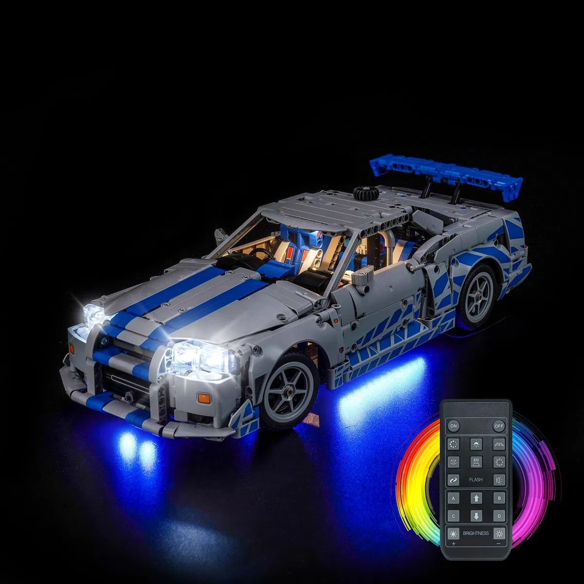 Kit di illuminazione telecomando compatibile con Lego 42210 2 Fast 2 Furious Nissan Skyline GT-R (R34) Car (non modello), kit di illuminazione LED compatibile con Lego 2 Fast 2 Furious Nissan Skyline