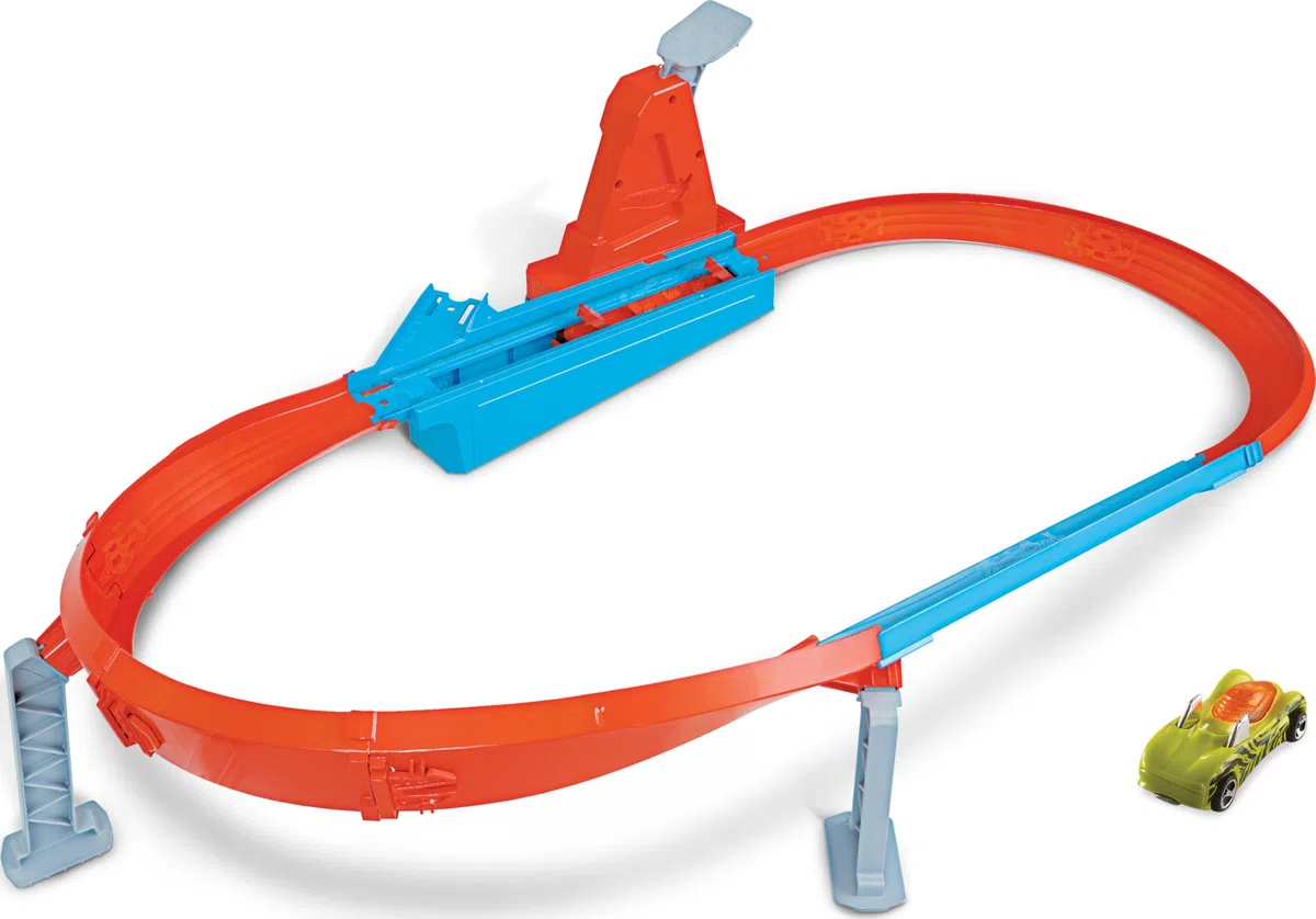 Hot Wheels, Playset Pista Sfida di velocità e Curva Estrema con Macchinina, Giocattolo per Bambini 4+ Anni, GJM75