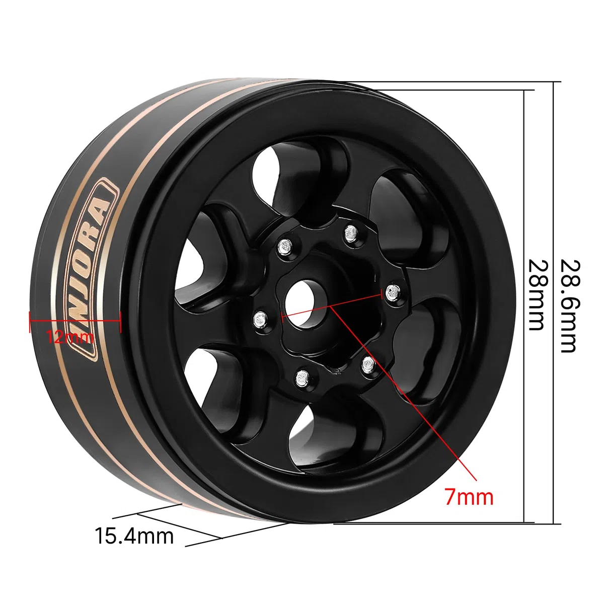 INJORA Ruote Beadlock in Ottone 1.0" per SCX24 TRX4M 1/24 1/18 RC Crawler Upgrade