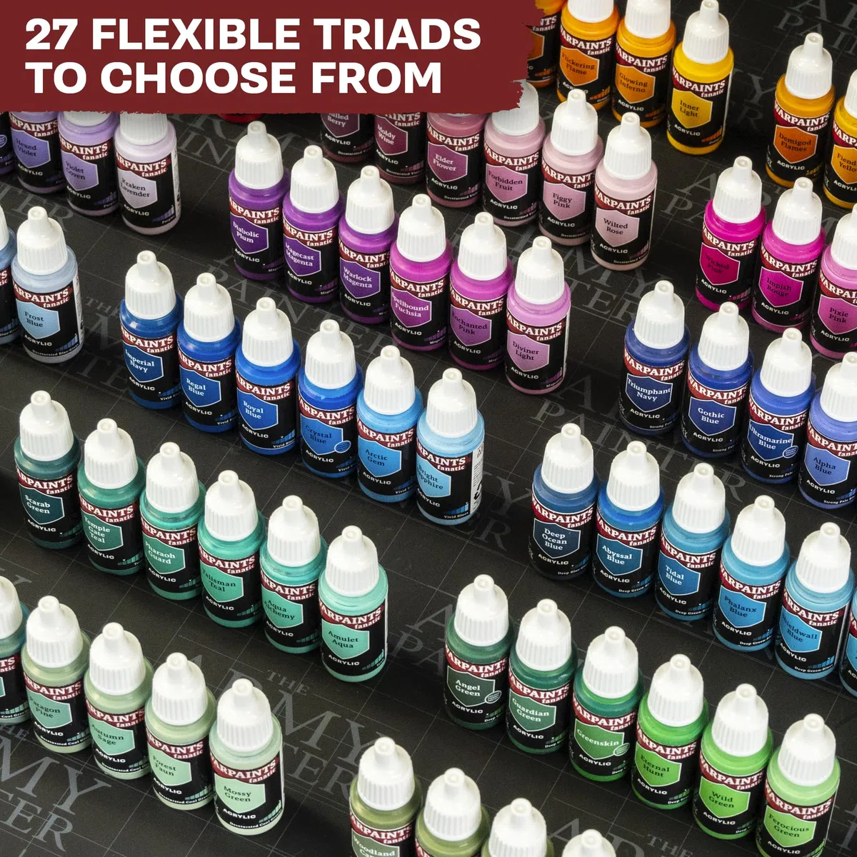 The Army Painter, Warpaints Fanatic Olive Greens flexible Triad Plus +, verde oliva, 7 x 18 ml, vernice per hobby di qualità in miniatura per dungeons and drons (DnD) e Warhammer Miniatures