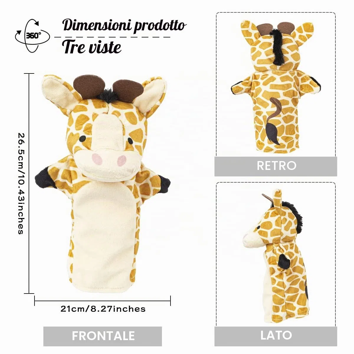Marionette da Mano, Burattini da Mano Animale Selvatico dello Zoo, Morbide Colorati Giocattoli per Bambini Set di 5
