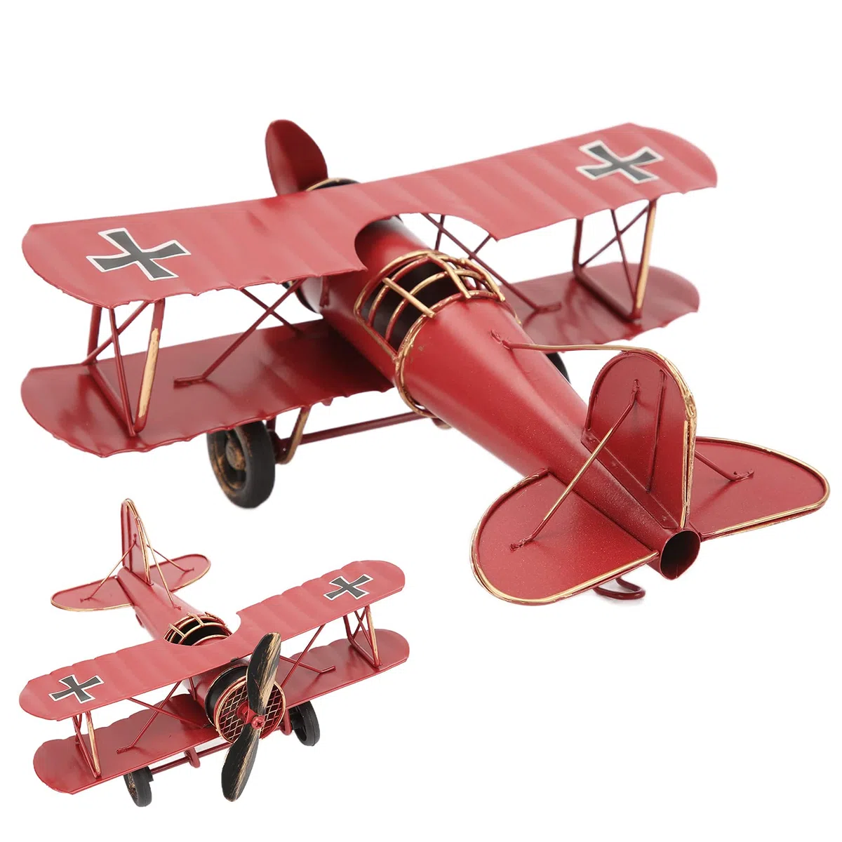 Ausla Modello di Aeroplano retrò in Metallo, Modello di Aeroplano con Catena Sospesa, per la Decorazione e Il della Casa o del Bar (Rosso)
