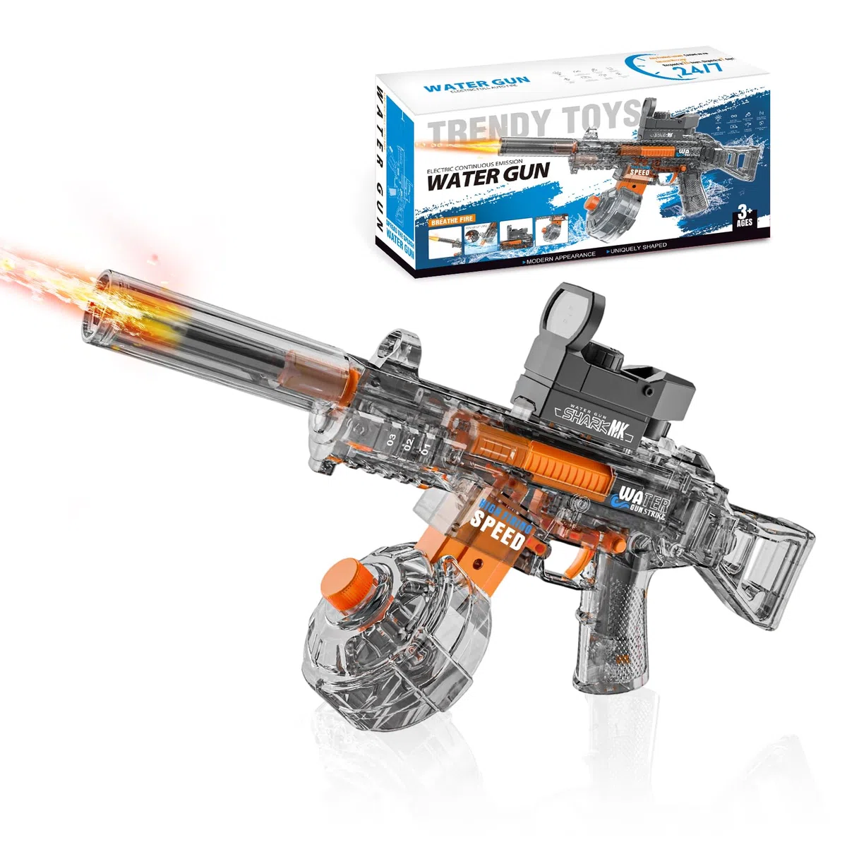 Pistola Ad Acqua Elettrica Per Bambini, Fucile Ad Acqua Automatica Con Gittata Fino 10M, Electric Water Gun luce LED giocattoli regali per adulti ragazzi ragazze (UMP45 Nero)