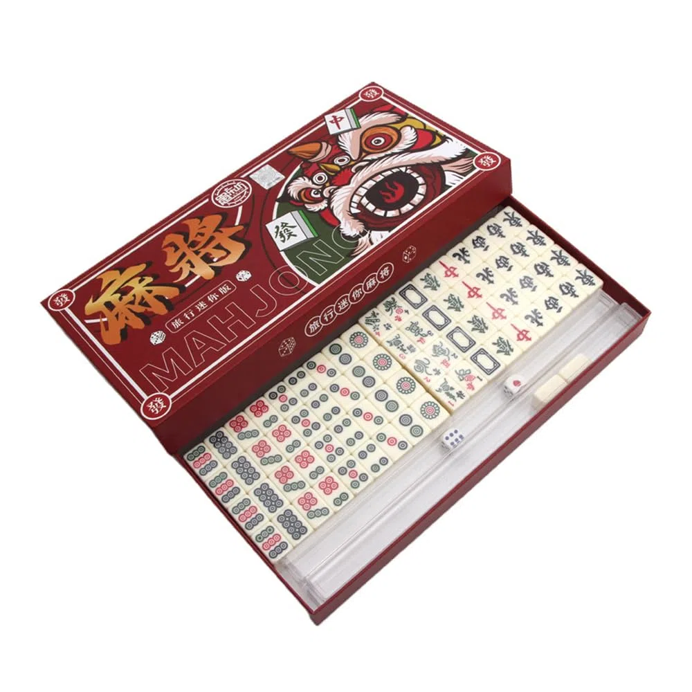 NEWFUN Mini mahjong portatile tradizionale cinese con 144 pezzi mahjong,20*14*10mm,Giochi Majhong, adatto per giochi di famiglia riunioni amici giochi di partito per adulti per passare il tempo noioso