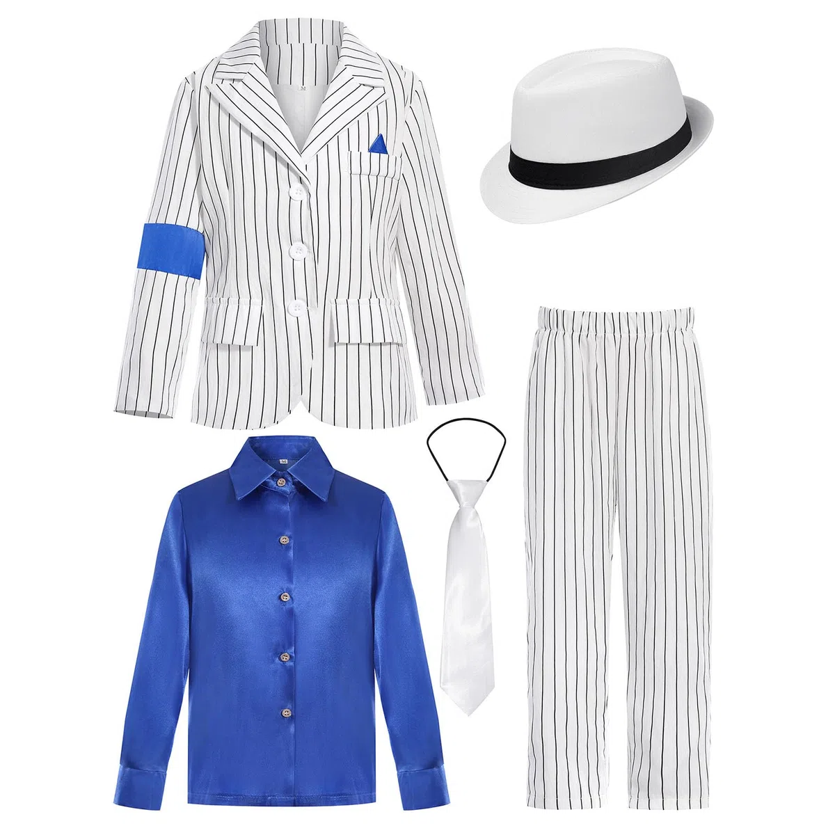 Costumi di Halloween per Bambini Ragazzi 5-11 Anni Michael Jackson Abbigliamento Stage Performance Dancewear,Set 6 Pezzi con Giacca Nera con Paillettes,Pantaloni, Cappello,Guanto Spettacoli Halloween