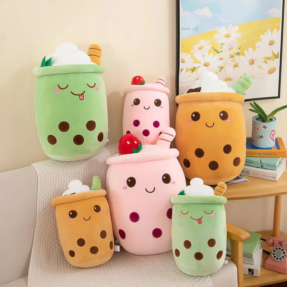 Amozo Cuscini di peluche di Bubble Tea, simpatici peluche di Boba Giocattoli morbidi Boba gigante imbottito cuscino Snimal per gli amanti di Boba (50cm, Green)