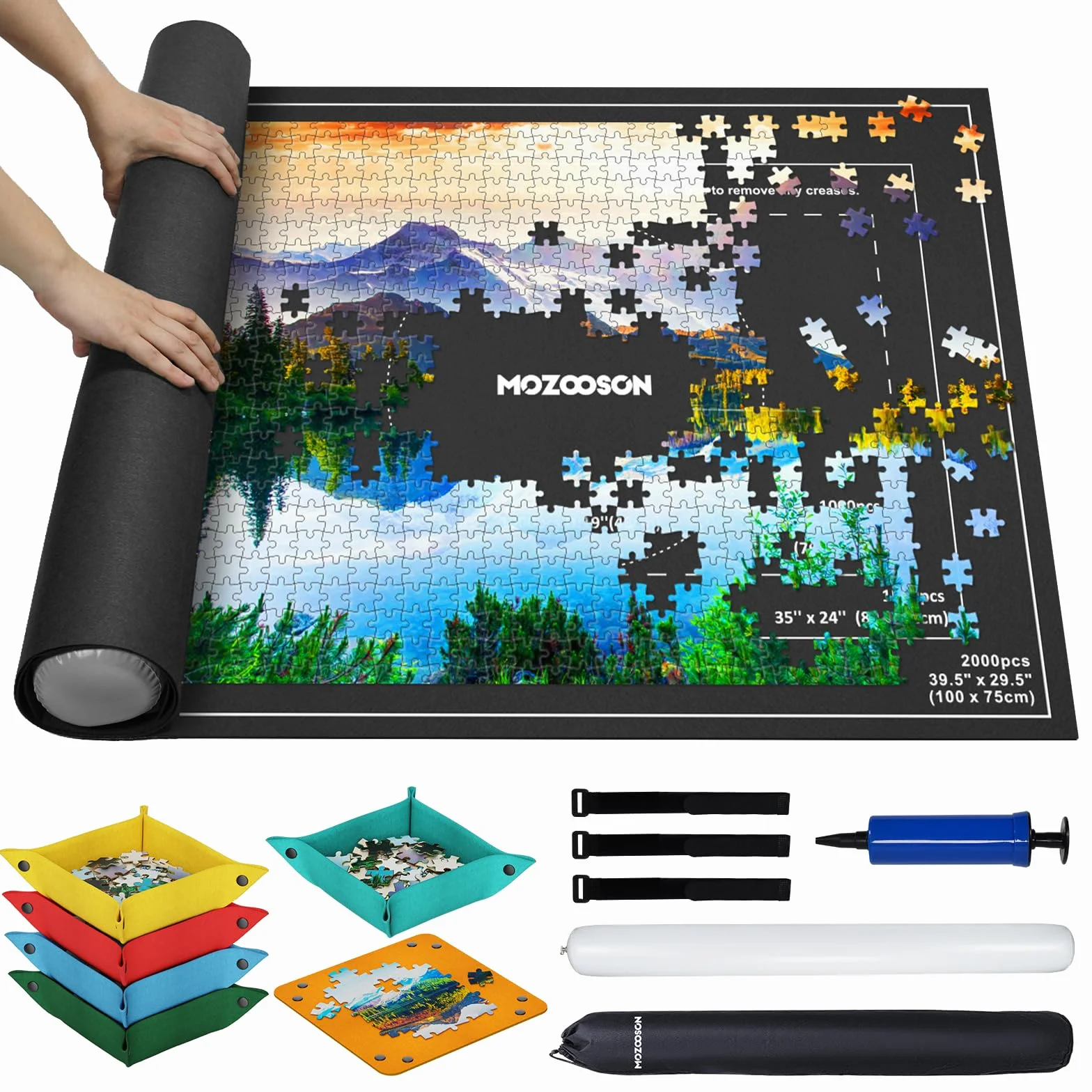 MOZOOSON Tappeto Puzzle da 2000, 1500, 1000 Pezzi, Tappetino Puzzle Feltro, Puzzle Portatile Tappetino, Puzzle Roll Up Mat Puzzle Pad Accessori per Puzzle