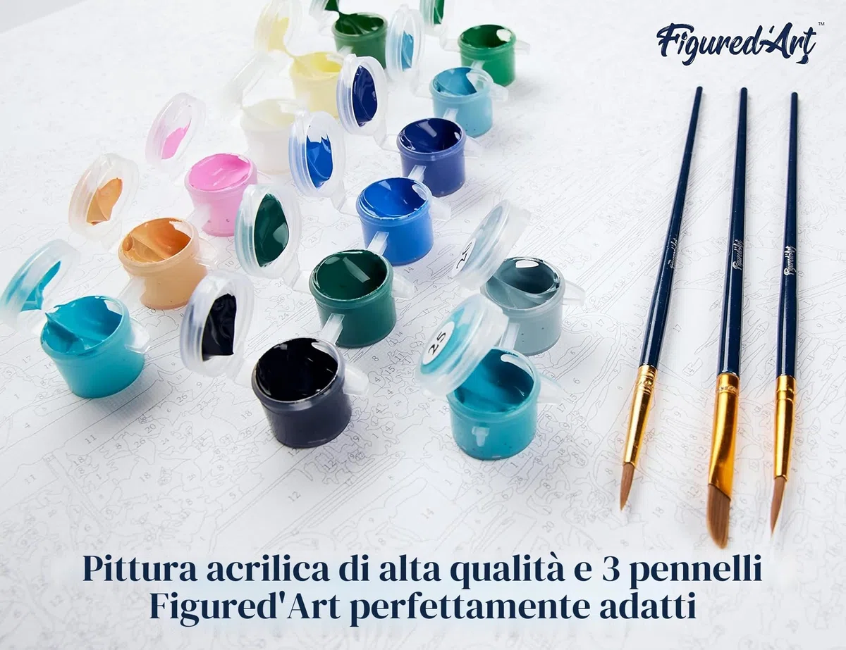 Figured'Art Dipingere con i Numeri - Paint by Numbers Van Gogh Notte Stellata, Passatempo per Adulti, Kit Completo, Hobby Creativi - Quadri fai da te 40x50cm senza cornice