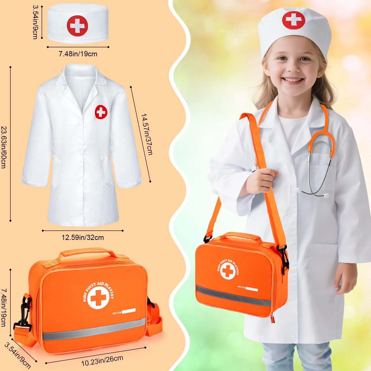 EFO SHM Valigetta Dottore Bambini, Con Stetoscopio Realistico, 33 Pezzi kit Dottoressa Bambina e Bambino, Giochi di Ruolo Giochi Montessori 3 4 5 6 Anni (2)