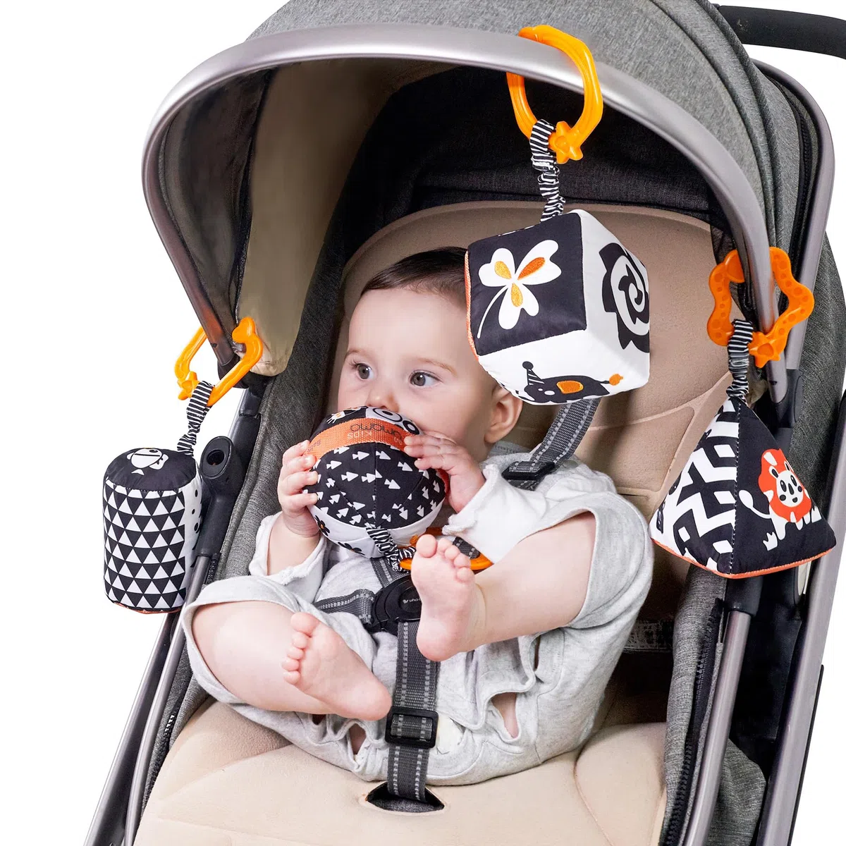 Set di giocattoli per bambini, con forme ad alto contrasto, giocattolo per passeggino bianco e nero, per seggiolino auto, sonagli in peluche per bambini da 0, 3, 6, 9 a 12 mesi, neonati, neonati e