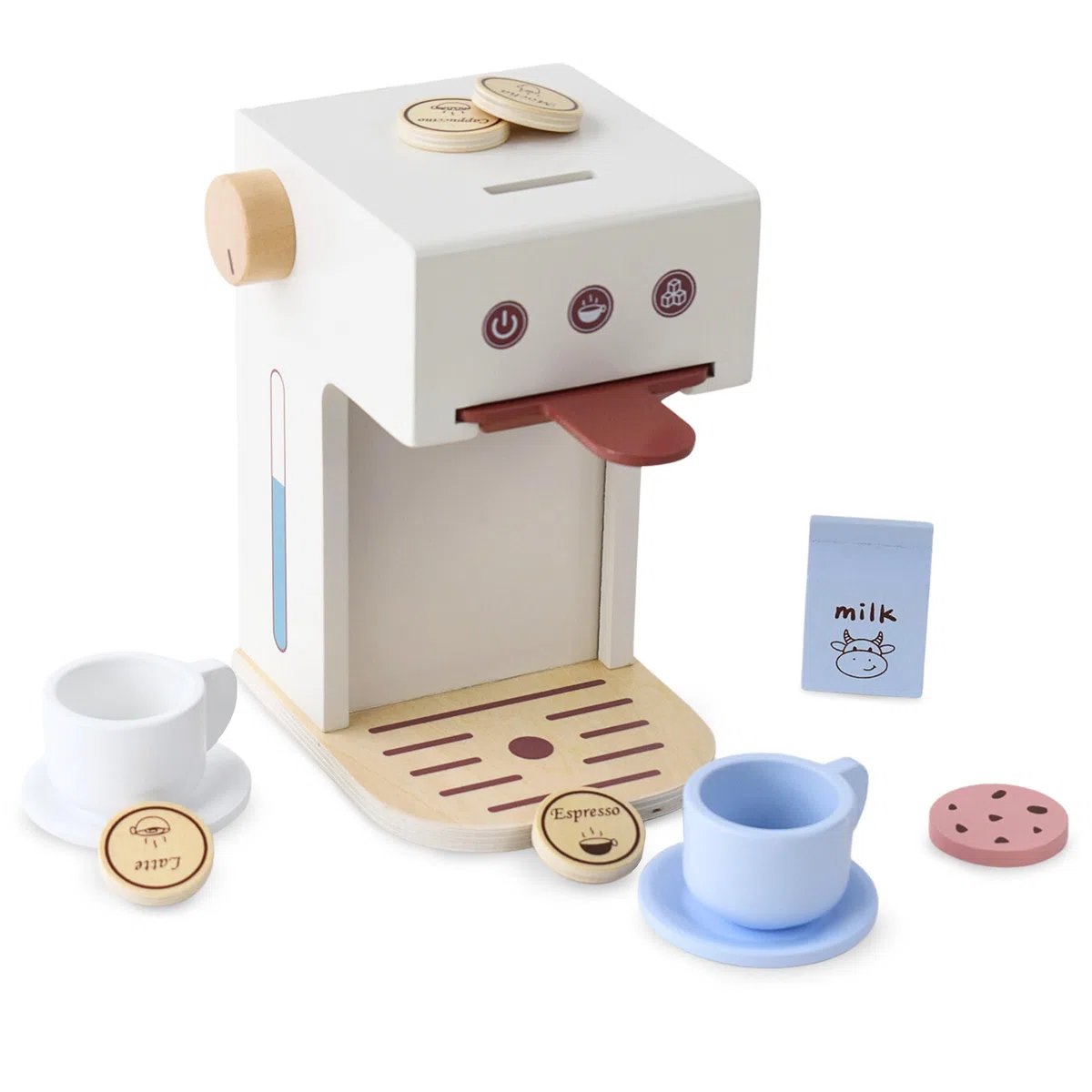 Mamabrum Macchina Caffè Giocattolo in Legno per Bambini 3+ - Set Barista con Cialde e Accessori - Gioco Educativo Nespresso Stile per Sviluppo Manualità e Creatività