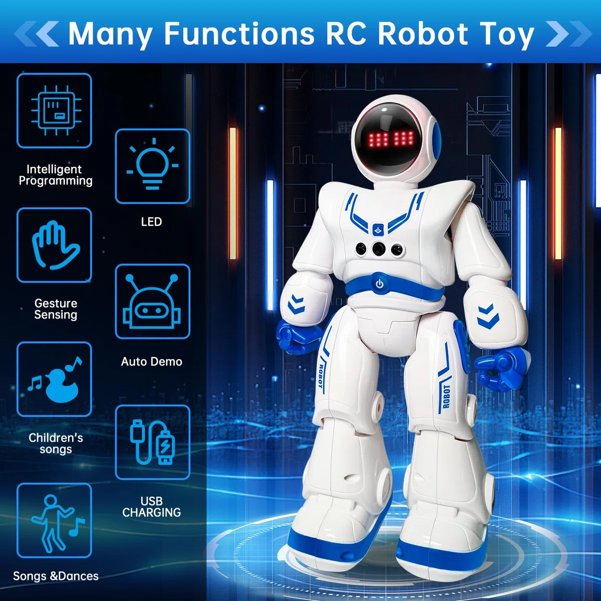 Giocattolo intelligente RC Robot con canto/ballo, telecomando e sensazione, ideale per bambini dai 6 ai 12 anni per compleanno e Natale