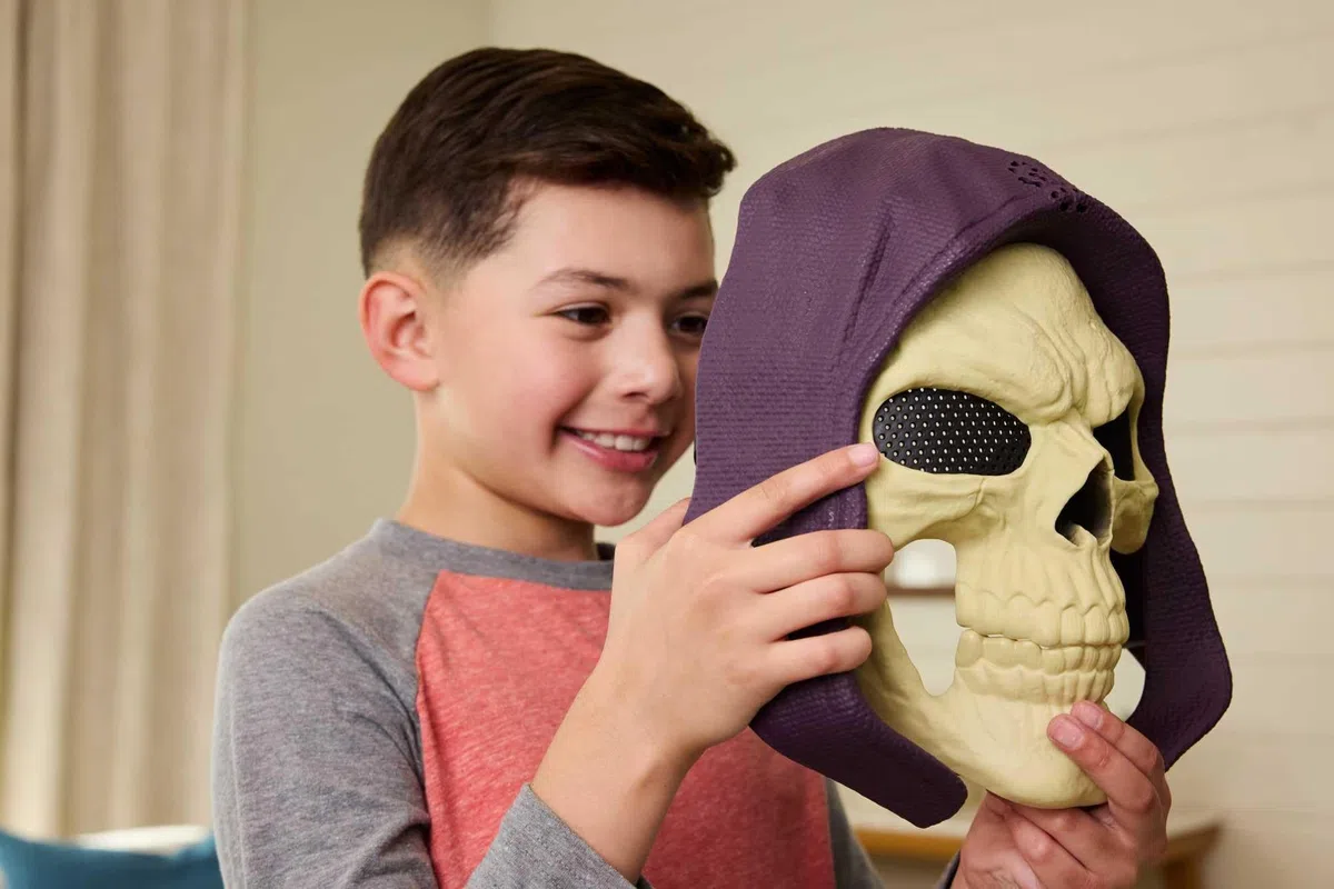 Masters of the Universe - Maschera da supercattivo di Skeletor, copricapo per costume con luci e suoni, look ispirato al film Masters of the Universe 2026, 6+ anni, JKJ15