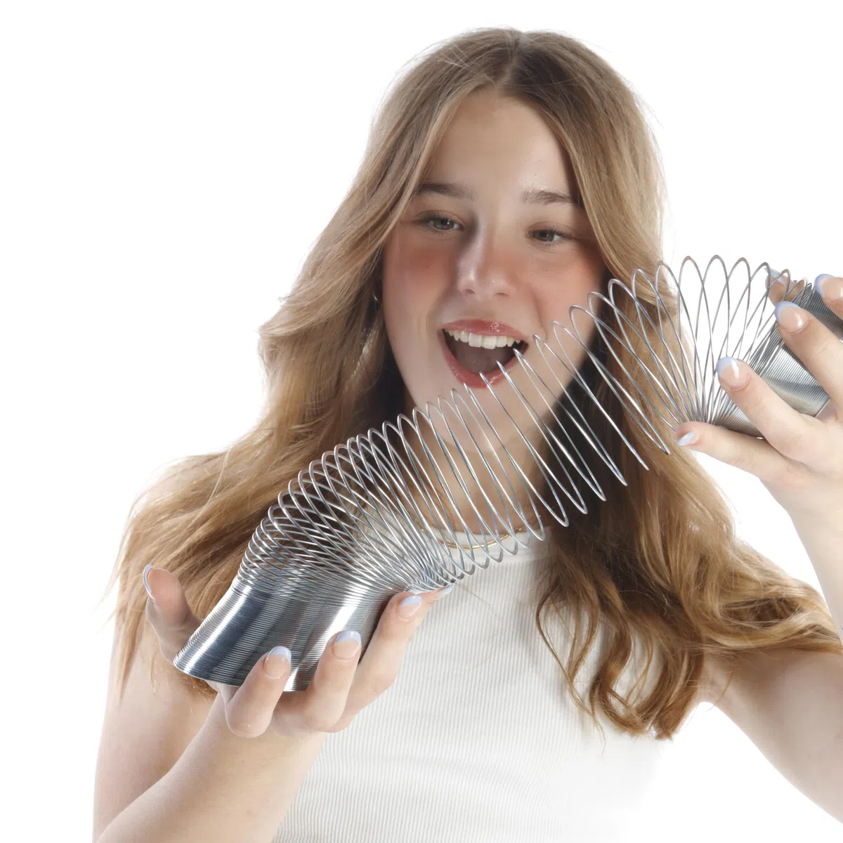 POPULAR SCIENCE Giant Springy Large Metal Coiled Helix Toy, Silver