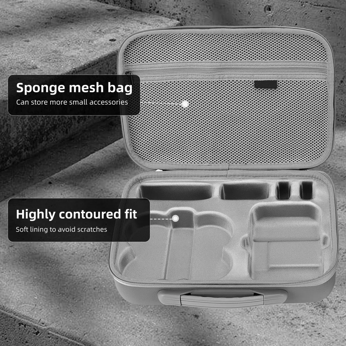 DJI Fly More Combo per Neo Case Custodia protettiva per DJI Neo RC-N3 e 6 batterie drone accessori portatile in PU con tracolla, grigio