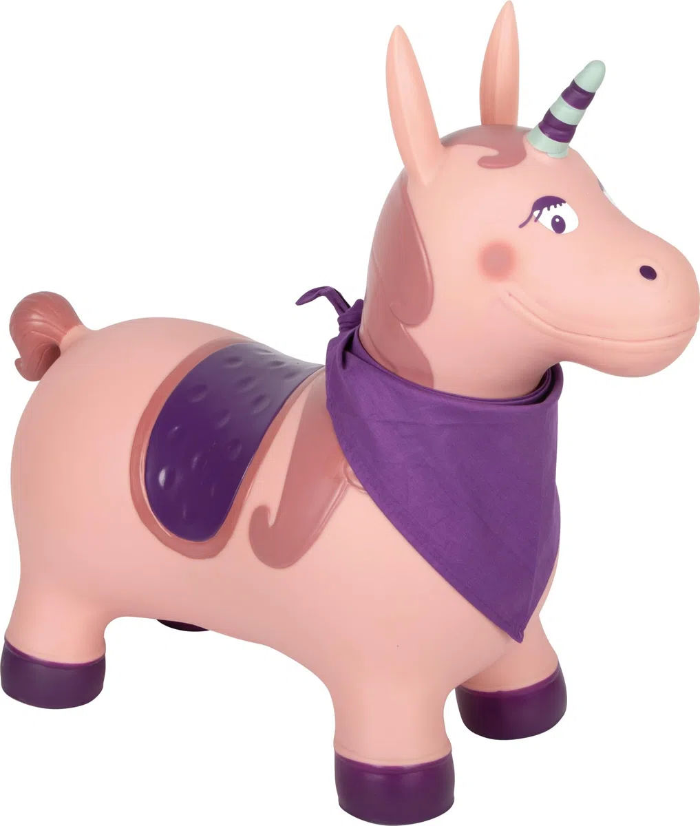 small foot Animale saltellante unicorno, giocattolo per saltellare gonfiabile con bandana e pompa per l'aria, per interni ed esterni, fino a 50 kg, per bambini dai 2 anni, 12786