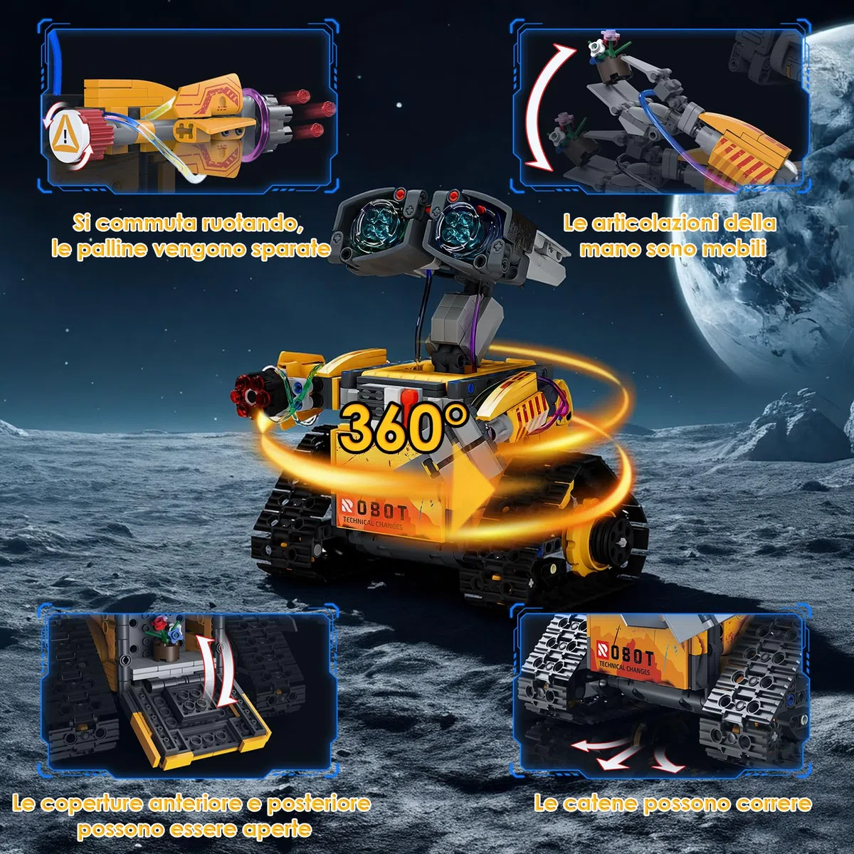 GuKKK Robot Telecomandati per Bambini,673 pezzi 5-in-1 Kit di Costruzione di Robot Programmabile con App e Telecomando, STEM RC Giocattoli da Costruzione per Ragazzi e Ragazze Dagli 6 ai 12 anni (A)