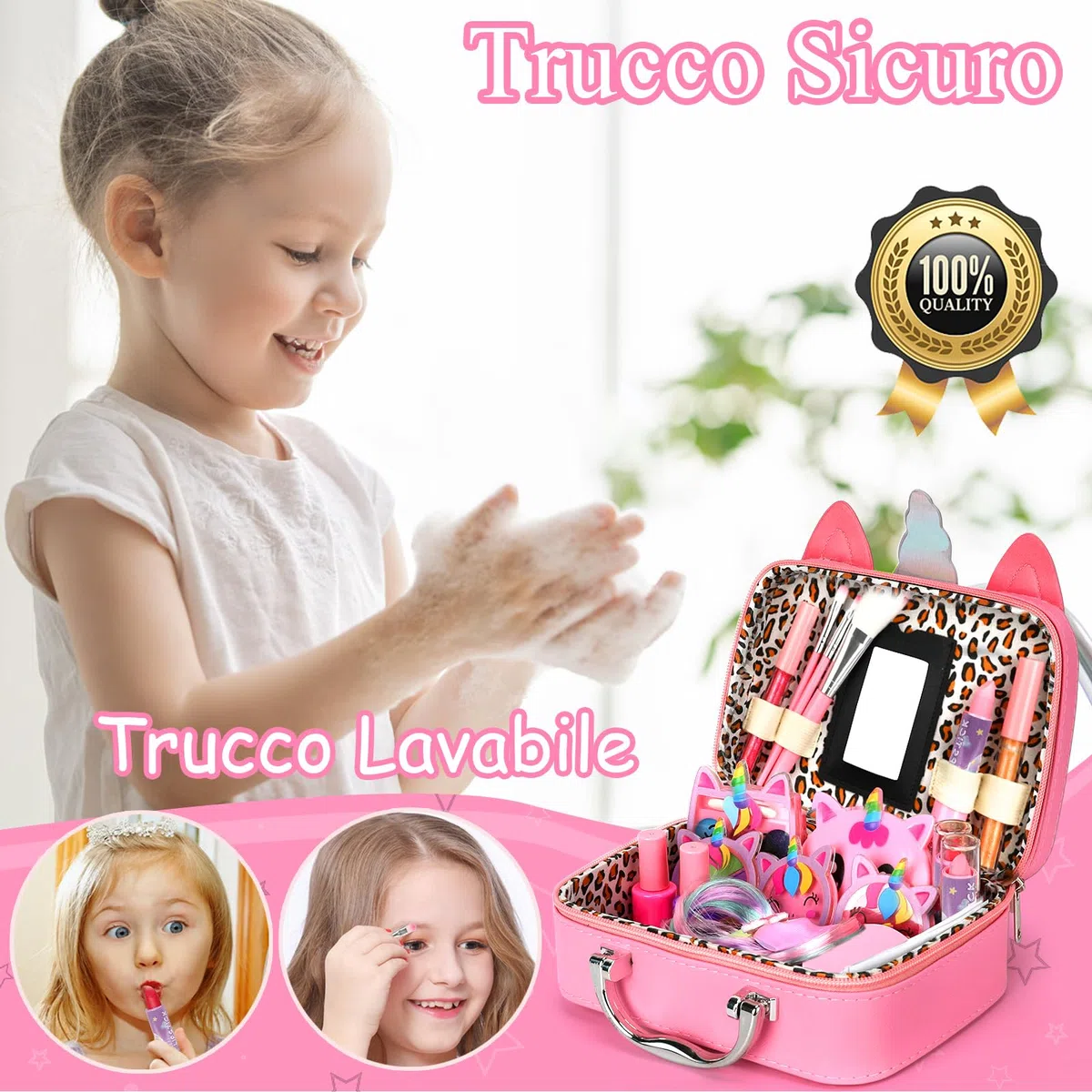 Heaning Trucchi Bambina Regalo Giocattoli - Trousse Valigetta Trucchi Giochi Halloween Natale Compleanno Giochi Bambini Regalo Bambina 3 4 5 6 7 8 9 10 11 12 Anni