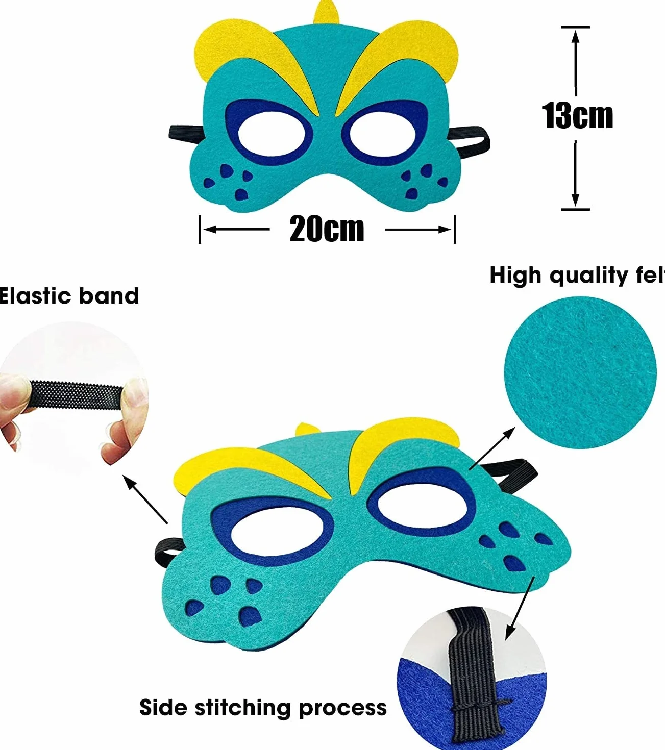 LATERN 24 Pezzi Maschere di Dinosauro in Feltro, Maschere per Bambini Maschera per Feste di Animali Riempitrici per Sacchetti per Feste Vesti Maschera per Cosplay per Masquerade Compleanni Giungla