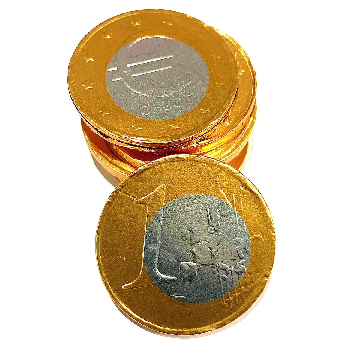 Monete di Cioccolata pz 50 | Monete di Cioccolato al Latte diametro 38mm | Tagli da 1 euro | Incarto stagnola dorato