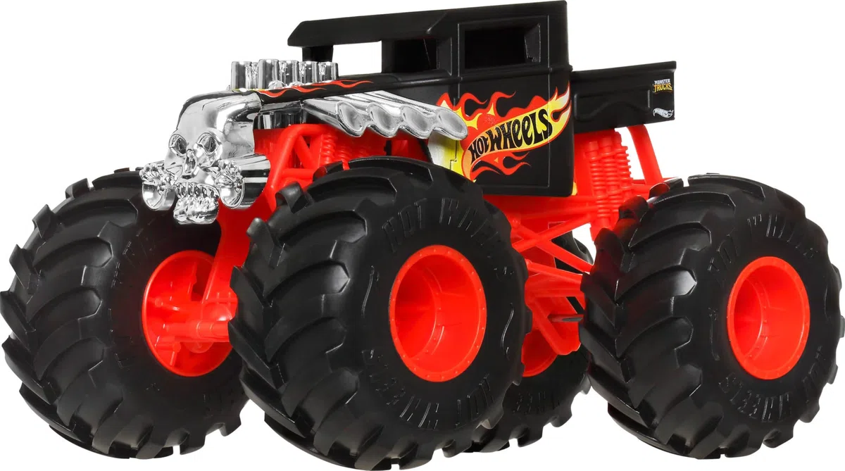 Hot Wheels Monster Trucks, Monster Truck di grandi dimensioni, scala 1:24, camion giocattolo pressofuso con ruote giganti e design alla moda