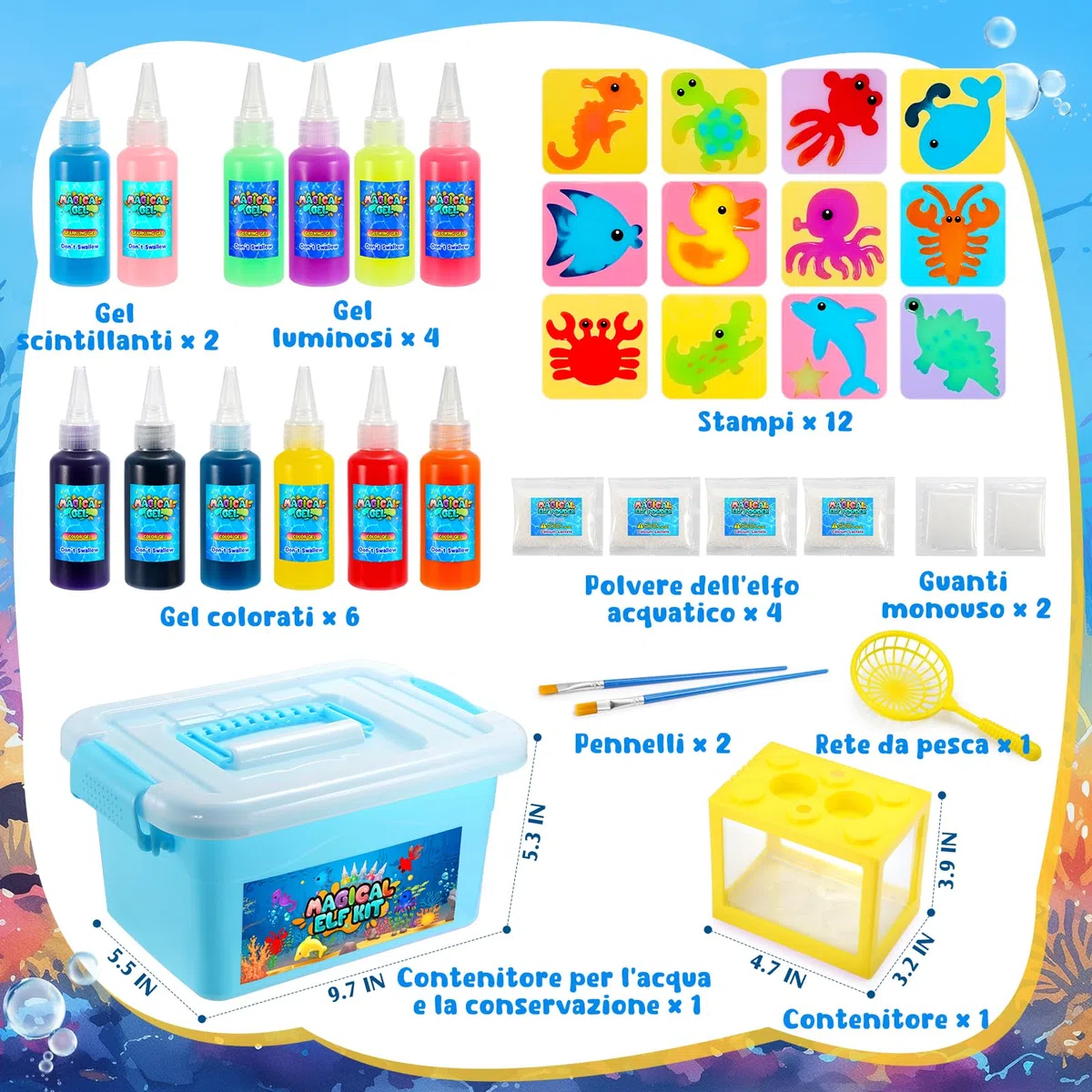 Wootoyz Magico Water Elfo, Kit Gel Acqua Bambini Giochi Bambina Bambino 4 5 7 8 Anni Regalo Bambina Bambino 4 5 6 7 8 Anni Creativi Giocattolo Educativo Kit Pittura Bambini con 12 Colori e 12 Forme