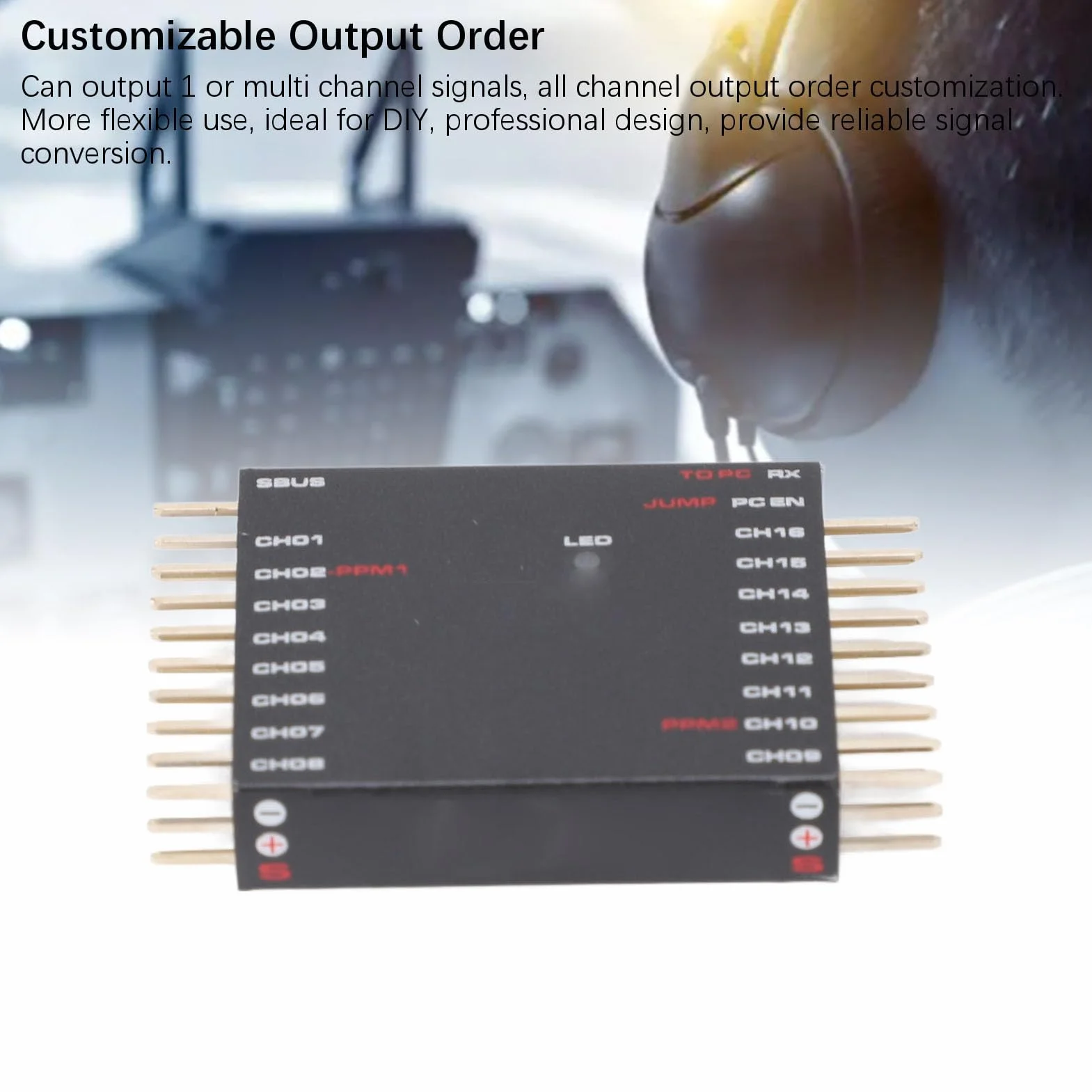 Jectse Decoder da SBUS a PWM/PPM, Convertitore da SBUS a 16CH PWM Fai da Te Convertitore PWM Bidirezionale Ricevitore Trasvertitore di Segnale per Futaba per Frsky per Orange