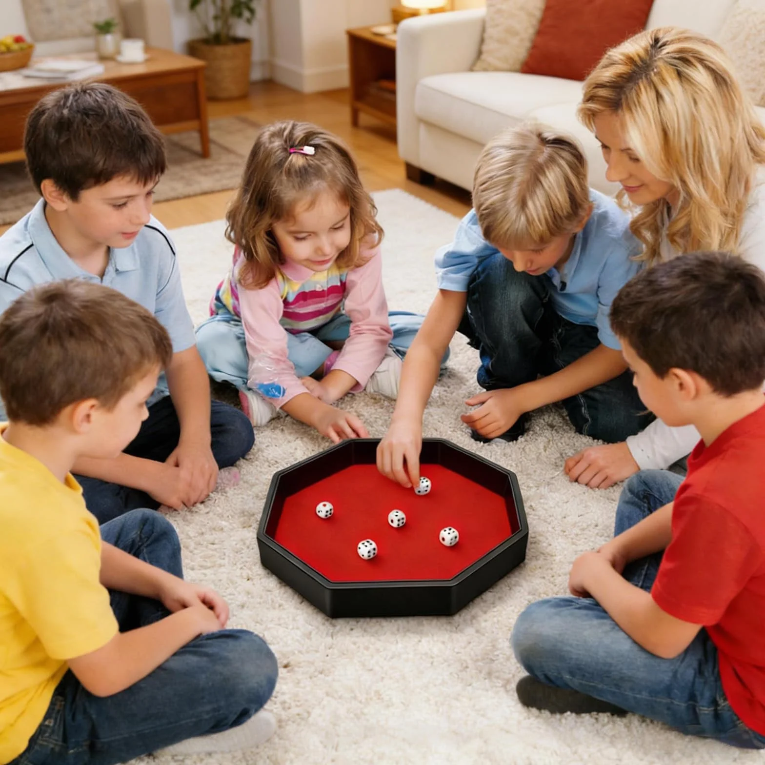 Tavola cubo in pelle PU con feltro, Octagon cubo per giochi da tavolo, Dice vassoio antirumore, tappetino antiscivolo per giochi da tavolo e dadi