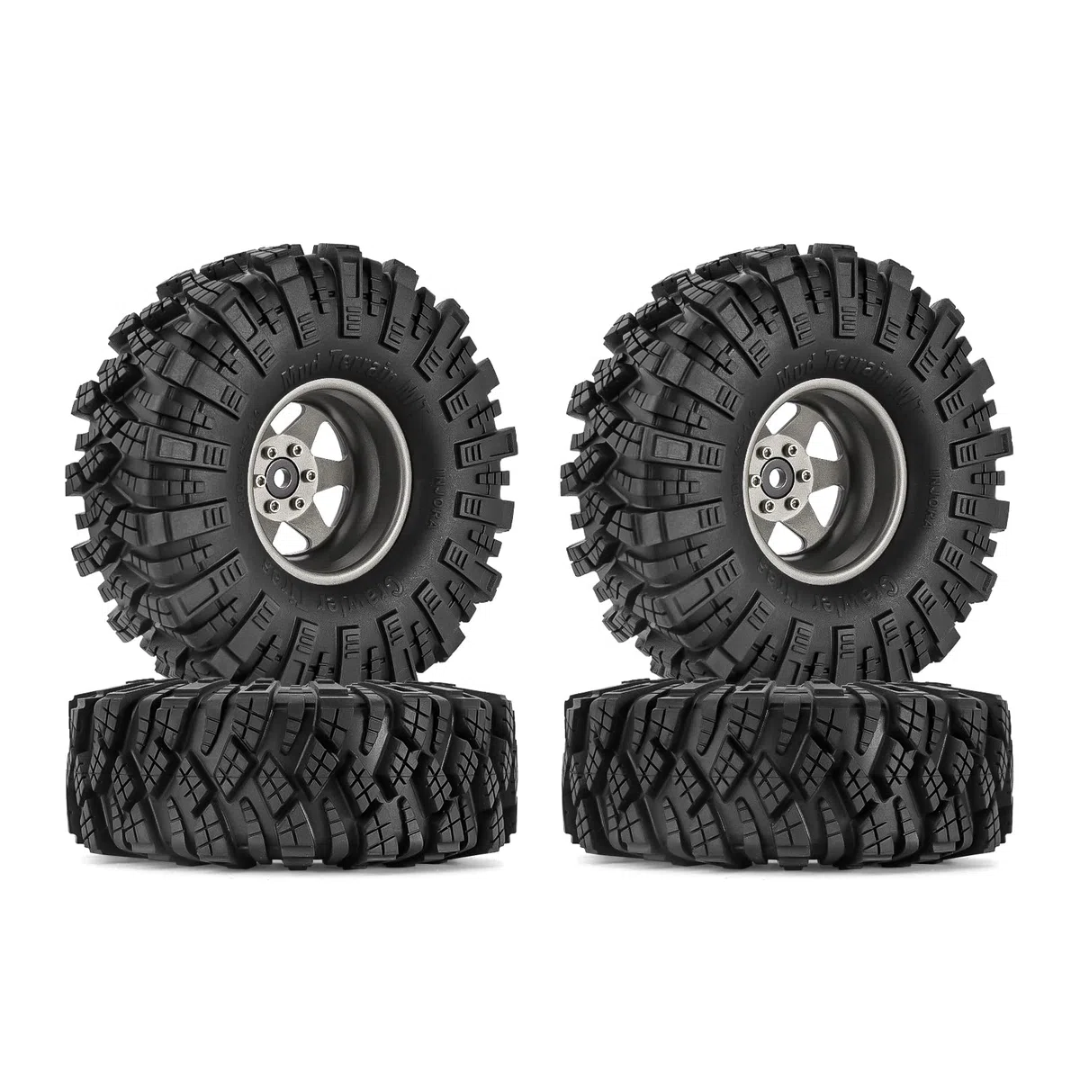INJORA 1,9 Fango Pneumatici Offset -8.9mm Beadlock Cerchio Ruota per 1/10 RC Crawler Auto Axial SCX10 90046 UTB18 TRX4,Grigio