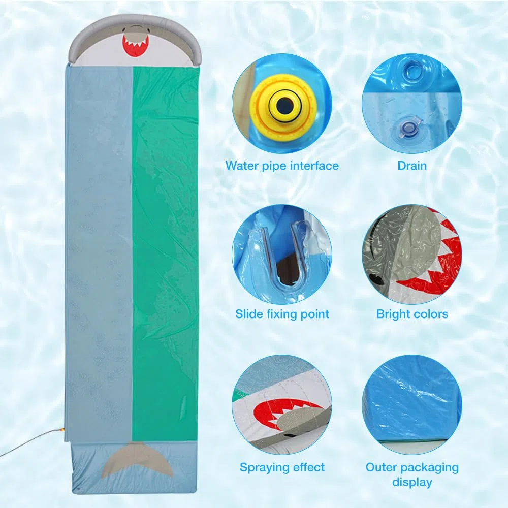 Scivolo Acquatico Giardino, 550 * 145cm Scivoli d'Acqua Doppio, Scivolo d'Acqua con 2 Pannello Gonfiabili, Scivolo Gonfiabile ad Acqua per Giardino, Spiaggia, attività Acquatiche all'aperto