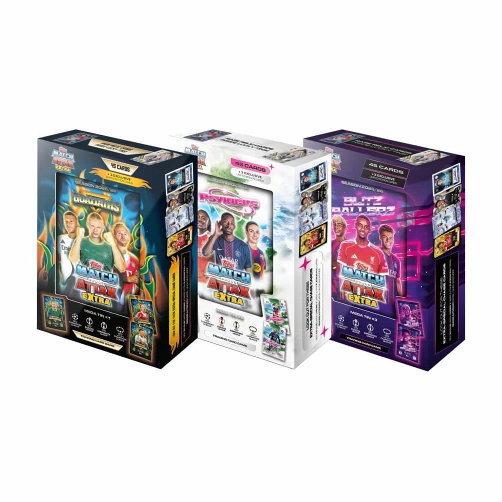 Topps UCC Match Attax Extra 2026 - Mega Tin - Goliaths - contiene 48 carte di cui 3 carte Goliaths LE.