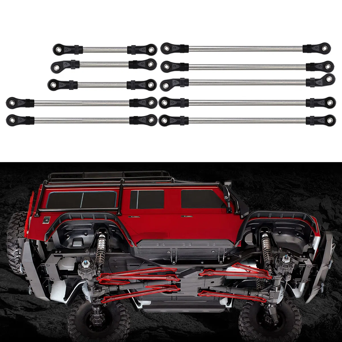 INJORA RC Tirante 10pcs RC Linkage con Terminale in Plastica per 1/10 RC Crawler 324mm Passo TRX4
