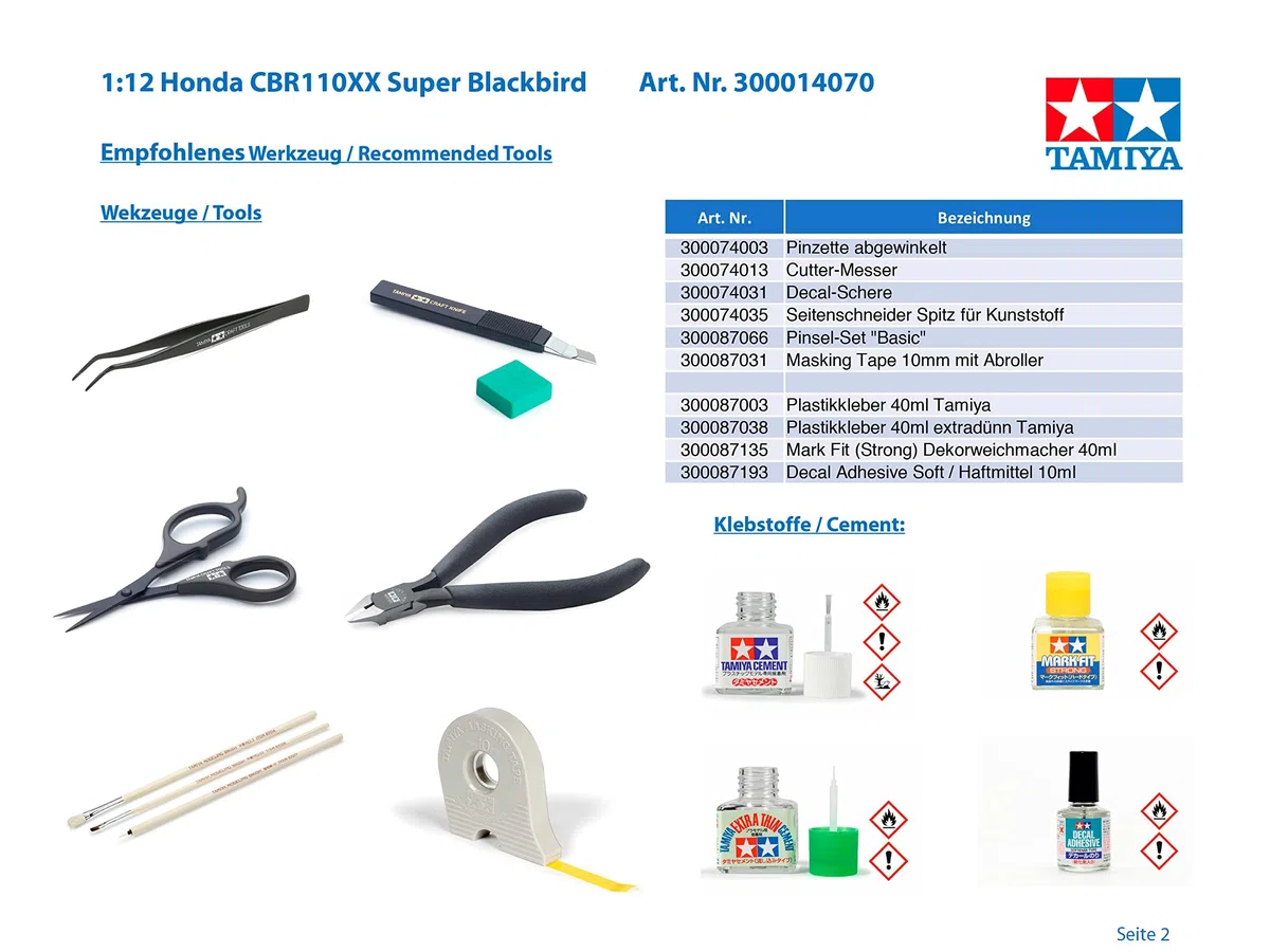 Tamiya 300014070 14070 Honda CBR 1100XX S.Blackbird